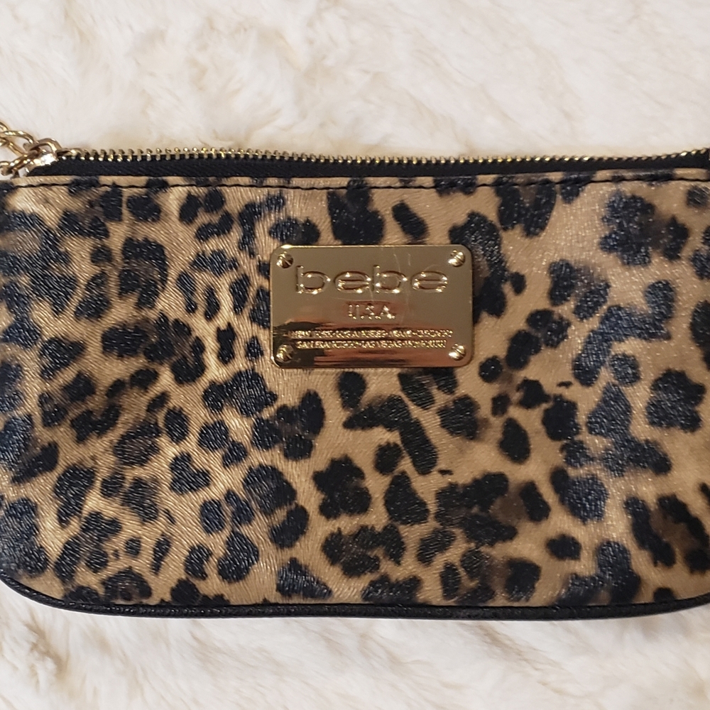Bebe leopard print clutch